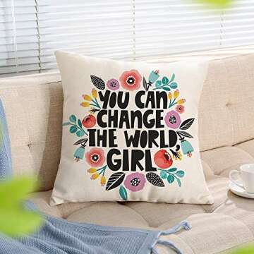 Ogiselestyle You Can Change The World Motivational Cushion Cover for Home Decor