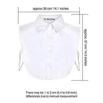 Tatuo 2 Pieces Fake Collar Detachable Collar for Women Shirts Dickey Half False Blouse Dickey(Medium,Black, White)