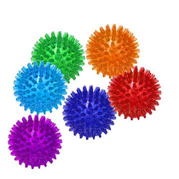 6 PACK - Dog Squeaky Toys 2.6'' Value Set Non-Toxic Dog Squeaky Balls Toss Fetch Toys for Dogs TPR Rubber Puppy Toys Spikey Dog Chew Toys for Small Medium Dogs Pet Toys for Puppy (6 Pack Spiky Ball)