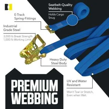 E Track Ratchet Straps Cargo Tie-Downs, (Pack of 10) 2 x 7 Heavy Duty Blue Tie-Down Rachet Straps, Strong Ratchet Strap, E Track Spring Fittings, Tie Down Motorcycle
