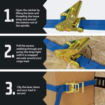 E Track Ratchet Straps Cargo Tie-Downs, (Pack of 10) 2 x 7 Heavy Duty Blue Tie-Down Rachet Straps, Strong Ratchet Strap, E Track Spring Fittings, Tie Down Motorcycle