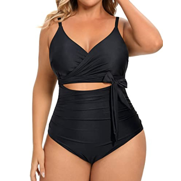 Daci Plus Size Cutout Tummy Control One Piece Swimsuit