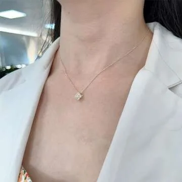 Four Leaf 18K Gold Lucky Clover Necklace for Women, OUXi 925 Sterling Silver Crystal Diamond Pendant Rhinestone Necklaces Cubic Zirconia Chains, Anniversary Birthday Jewelry Gift for Mother Teen Girls