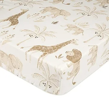 Safari Animal Crib Sheets - 100% Cotton, Breathable & Fitted for Standard Crib Mattress