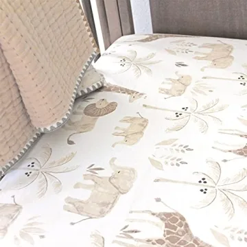 Safari Animal Crib Sheets 100% Cotton Fitted for Standard Crib