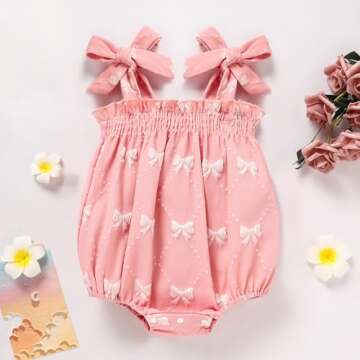 Adorable ZOELNIC Baby Girl Summer Romper Bodysuit with Bow Design