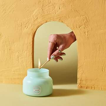 Capri Blue Volcano Scented Candles - Luxury Glass Jar Candles for Home Scented with Tropical Fruit & Sugared Citrus - Soy Wax Blend - Capri Blue Volcano - Aqua Color (19 oz)