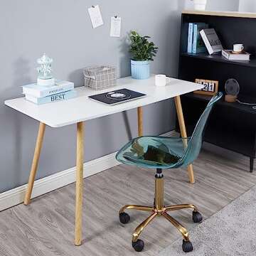 Urban Lifestyle Acrylic Rolling Desk Chair, Mint 21.25D x 19.68W x 34H Inch