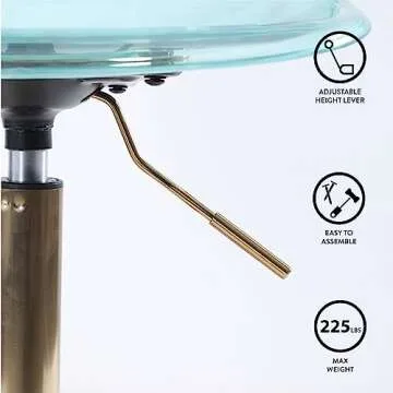 Urban Lifestyle Acrylic Rolling Desk Chair, Mint 21.25D x 19.68W x 34H Inch