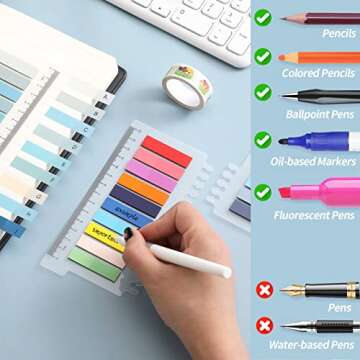2000Pcs Sticky Tabs for Annotating Books, Clear Sticky Notes for Binders, Page Markers for Notebooks, Multi-Colored Writable and Repositionable Book Flags Strip Index Tabs