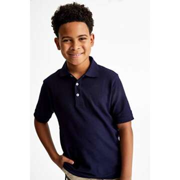 French Toast boys Short Sleeve Pique (Standard & Husky) Polo Shirt, Navy, 14-16 US