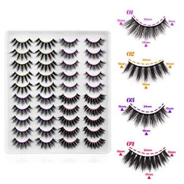 Newcally Faux Mink Lashes Pack 20 Pairs Wholesale False Eyelashes Dramatic Long Fluffy Wispy Fake Eye Lashes Bulk