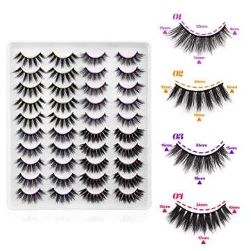 Newcally Faux Mink Lashes Pack 20 Pairs Wholesale False Eyelashes Dramatic Long Fluffy Wispy Fake Ey...