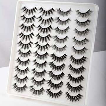 Newcally Faux Mink Lashes Pack 20 Pairs Wholesale False Eyelashes Dramatic Long Fluffy Wispy Fake Eye Lashes Bulk