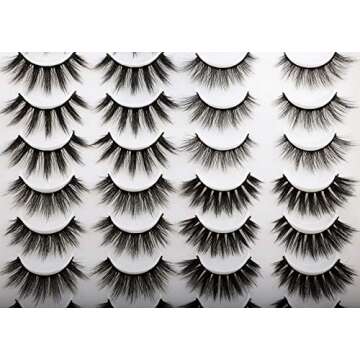 Newcally Faux Mink Lashes Pack 20 Pairs Wholesale False Eyelashes Dramatic Long Fluffy Wispy Fake Eye Lashes Bulk