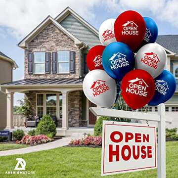 House for Sale Balloons - Open House Balloons for Real Estate - Realtor Metallic Balloons Supplies S...