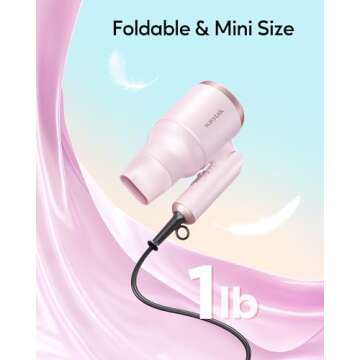 Wavytalk Blow Dryer - Lightweight & Compact 1600W with Diffuser and Folding Handle