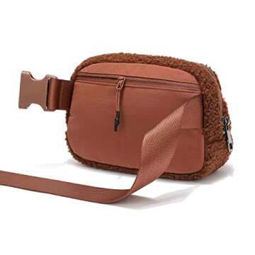 Didida Brown Fleece Belt Bag Unisex Fashionable Fanny Pack