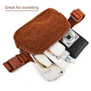 Didida Brown Fleece Belt Bag Unisex Fashionable Fanny Pack
