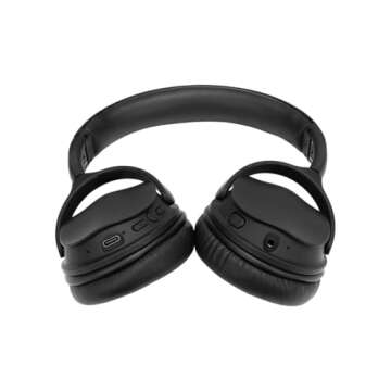 Monoprice Wireless Over Ear Headphones - Active Noise Cancelling (ANC) Bluetooth 5.0, Extended Playtime, Qualcomm aptX Audio, 40mm Drivers, Black