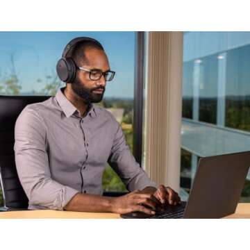 Monoprice Wireless Over Ear Headphones - Active Noise Cancelling (ANC) Bluetooth 5.0, Extended Playtime, Qualcomm aptX Audio, 40mm Drivers, Black