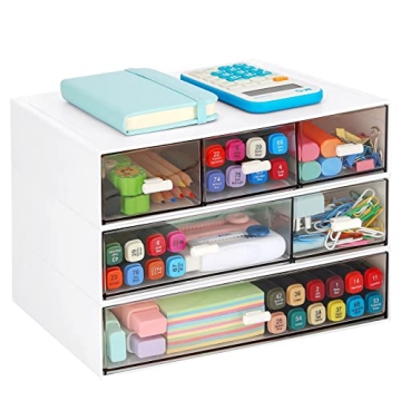 LETURE Stackable Desk Organizer - Office & Home Storage for All Your Supplies