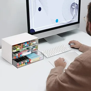 LETURE Stackable Desk Organizer for Office Home Makeup Storage