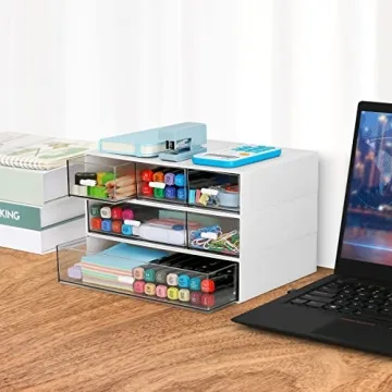 LETURE Stackable Desk Organizer for Office Home Makeup Storage