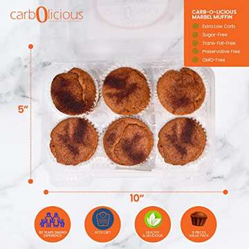 Low Carb Cinnamon Muffins [6-Pack] By Carb-o-licious- Delicious Keto Muffins With Only 3 Net Carbs E...