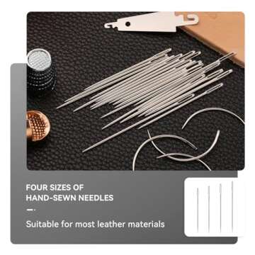 Mnuizu Sewing Thimble Set with Storage Box - Includes Sewing Big Eye Needle, Finger Protector & Adjustable Finger Guard - Quality Metal Copper Thimble - Ideal Sewing Tools for DIY Projects