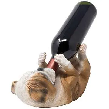 Thirsty English Bulldog Wine Bottle Holder Statue Display Stand Decorative Centerpiece for Bar or Kitchen Counter Décor As Gifts for Dog Lovers