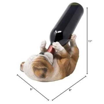 Thirsty English Bulldog Wine Bottle Holder Statue Display Stand Decorative Centerpiece for Bar or Kitchen Counter Décor As Gifts for Dog Lovers