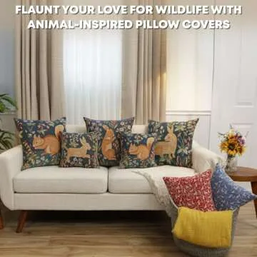 Charlotte Home Furnishings Decorative Boho Throw Pillow Cover 19x19 in, Rabbit Blue French Country Sofa Cushion Case, Home Decor Cozy Square Tapestry Pillow Cover, Soft European Cotton Jacquard Woven