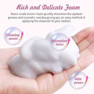 Eyelash Extension Cleanser Eyelid Foaming Cleanser Lash Foam Shampoo for Extensions, Oil, Paraben & Sulfate Free,100% Safe for Natural Lashes, Non-Irritating, Perfect for Professional Salon 1.69fl.oz