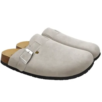 Clogs for Women Suede Soft Leather Clogs Classic Cork Clog Antislip Slippers Waterproof Mules House ...
