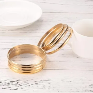 Elegant 14K Gold Plated Bangle Bracelets Set of 7