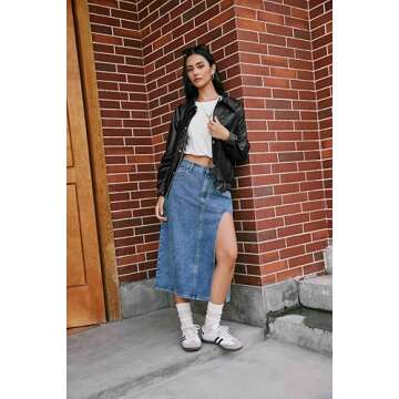 CIDER Faux Leather Long Sleeve Zipper Jacket Trendy Cool Casual