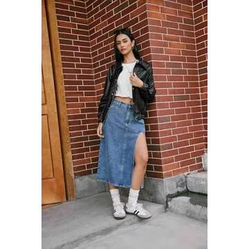 CIDER Faux Leather Long Sleeve Zipper Jacket Trendy Cool Casual