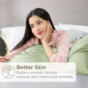 Bedsure King Size Satin Pillowcase Set of 2 - Laurel Green Silky Pillow Cases for Hair and Skin with Envelope Closure, Similar to Silk Pillow Cases, Gifts for Women Men, 20x36 Inches
