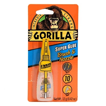 Gorilla Super Glue with Brush & Nozzle Applicator - Powerful Adhesive for Quick Repairs & Crafts
