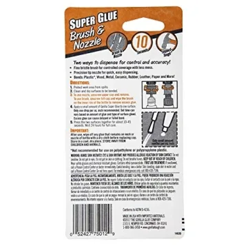Gorilla Super Glue Brush & Nozzle Applicator 12 Gram