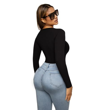 FeelinGirl Long Sleeve Tummy Control Bodysuit for Women