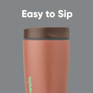 Owala SmoothSip Slider Insulated Stainless Steel Coffee Tumbler, Reusable Iced Coffee Cup, Hot Coffe...