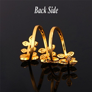 Leaf Adjustable Ring - 18K Gold Plated CZ Design