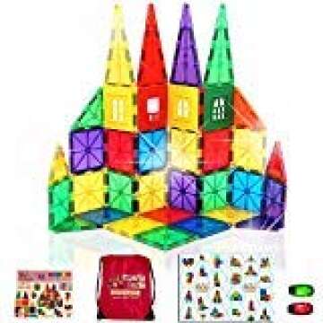 Smarty Pants Builder's Club 110 Piece Magnetic Tile Set - 3D Magnetic Building Blocks - STEM Toys for Kids - Educational Construction Set for Girls & Boys Age 3+