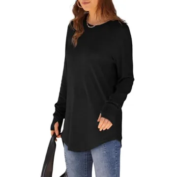 XIEERDUO Women's Fall Long Sleeve Shirts with Thumb Holes