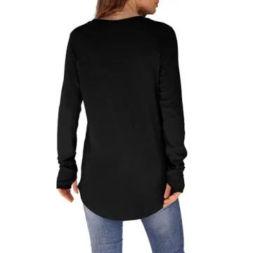 XIEERDUO Women's Fall Long Sleeve Shirts with Thumb Holes