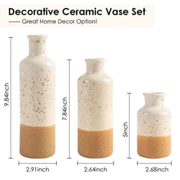 CUCUMI Ceramic Vase Set - Elegant 3pcs Duotone Vases for Stylish Home Decor