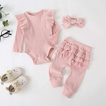 Fullfamous Infant Baby Girl Clothes Outfits,Fall Winter Romper Christmas Clothing Set 6-9 months Pin...