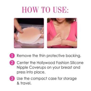 Hollywood Fashion Secrets Silicone Coverups, Hypoallergenic, Reusable, Washable, Gentle on Skin, Ultra Thin, Self Adhesive, Deep Shade, 1 Pack